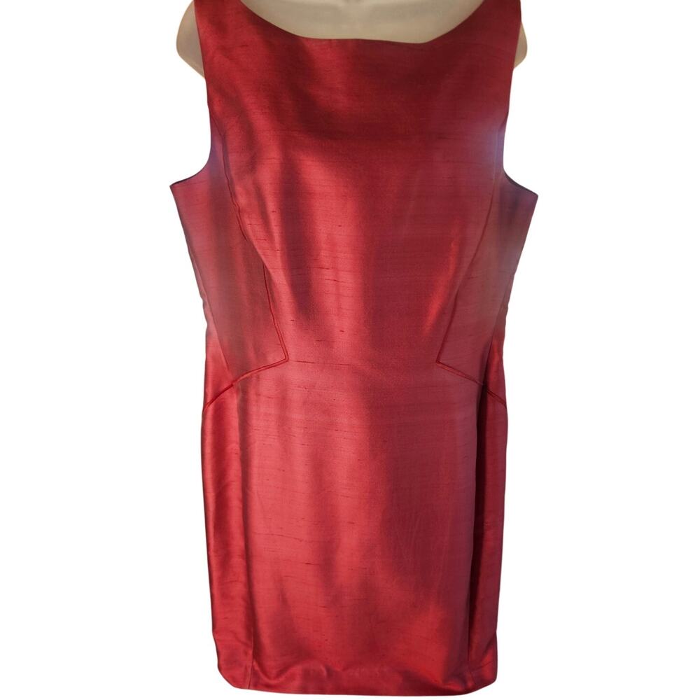 Lafayette 148 Pink Rosette Shift Dress Sz 14 Zip Up 55% Silk Sleeveless NWT - Picture 2 of 9